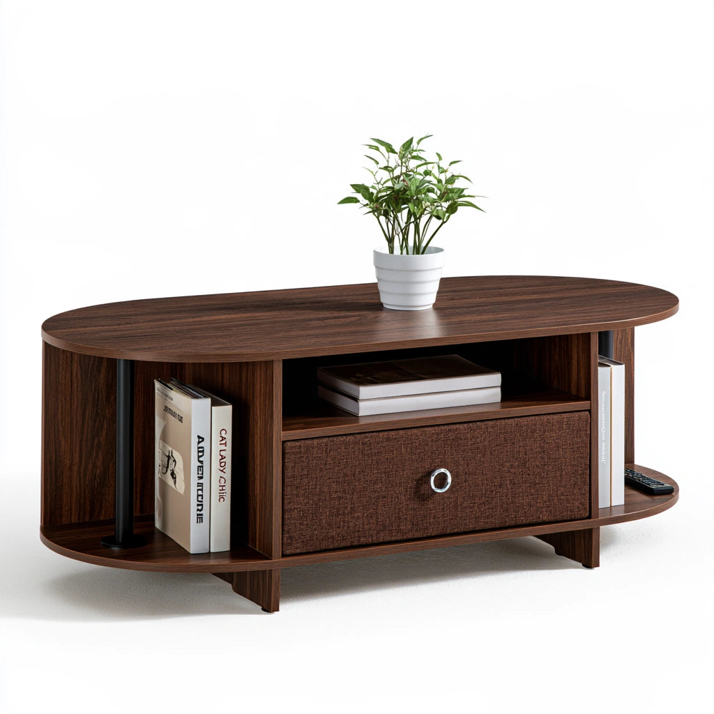 Moderner Couchtisch, aus Holz, Farbe: dunkelbraun