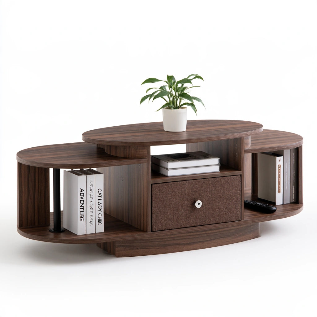 Moderner Couchtisch, aus Holz, Farbe: dunkelbraun